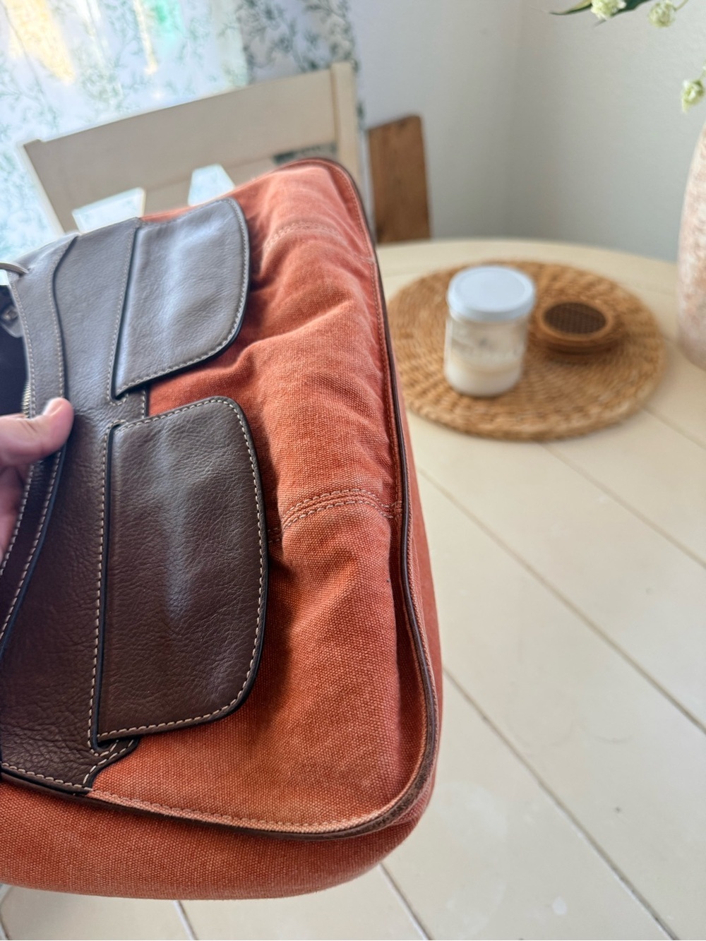 Cole Haan Two-Tone Brown Suede and Leather Shoulder Bag - Picture 7 of 9